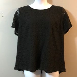 Plus-sized Black Lace T-shirt style blouse